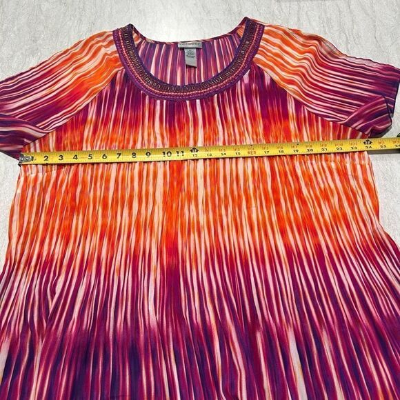 Catherine’s Sequin 70’s Multicolor Tie Dye Crinkle Split Sleeve Top Size 2X - Picture 9 of 13